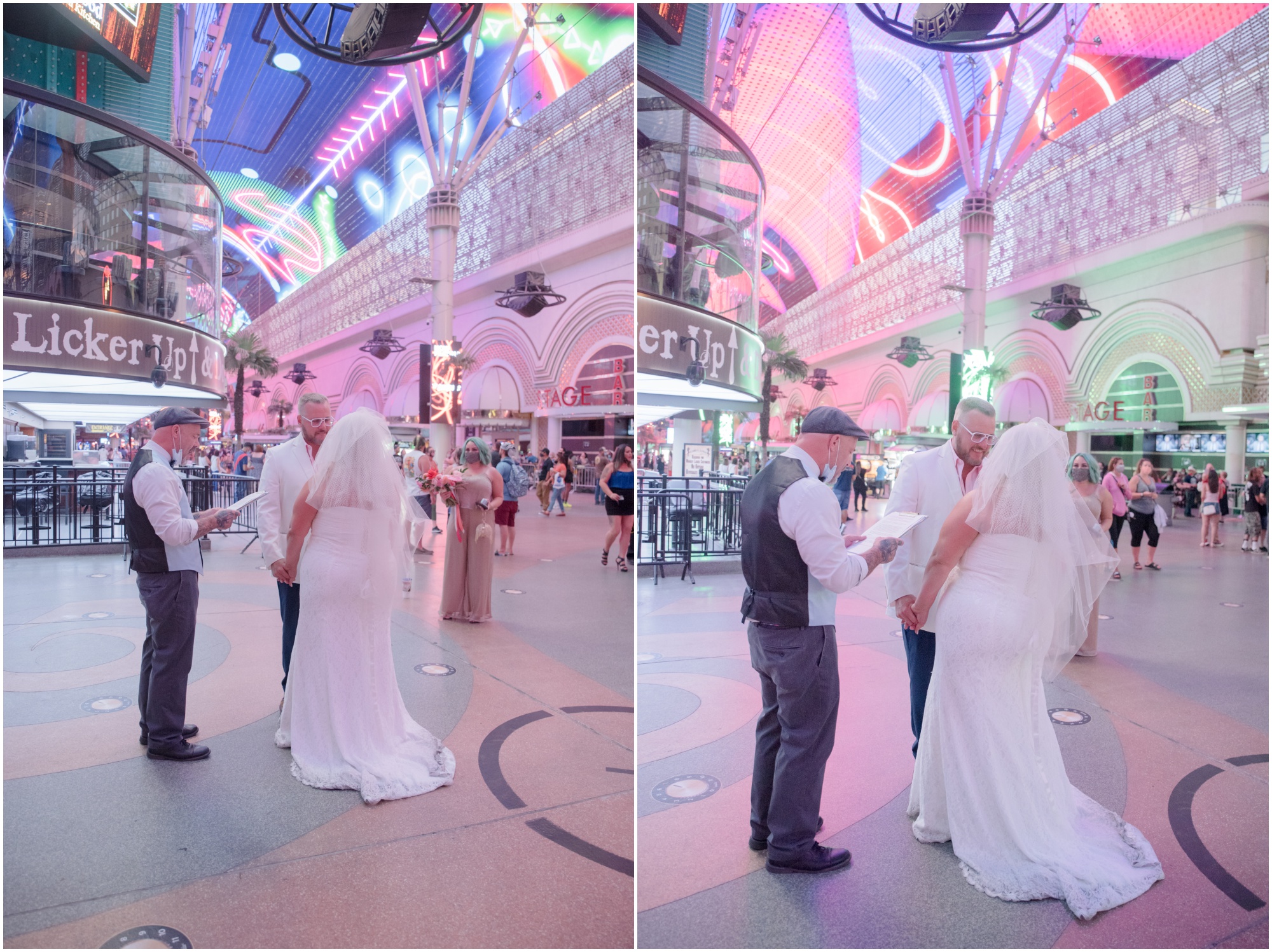 Bride and Groom Getting Married on Fremont Street